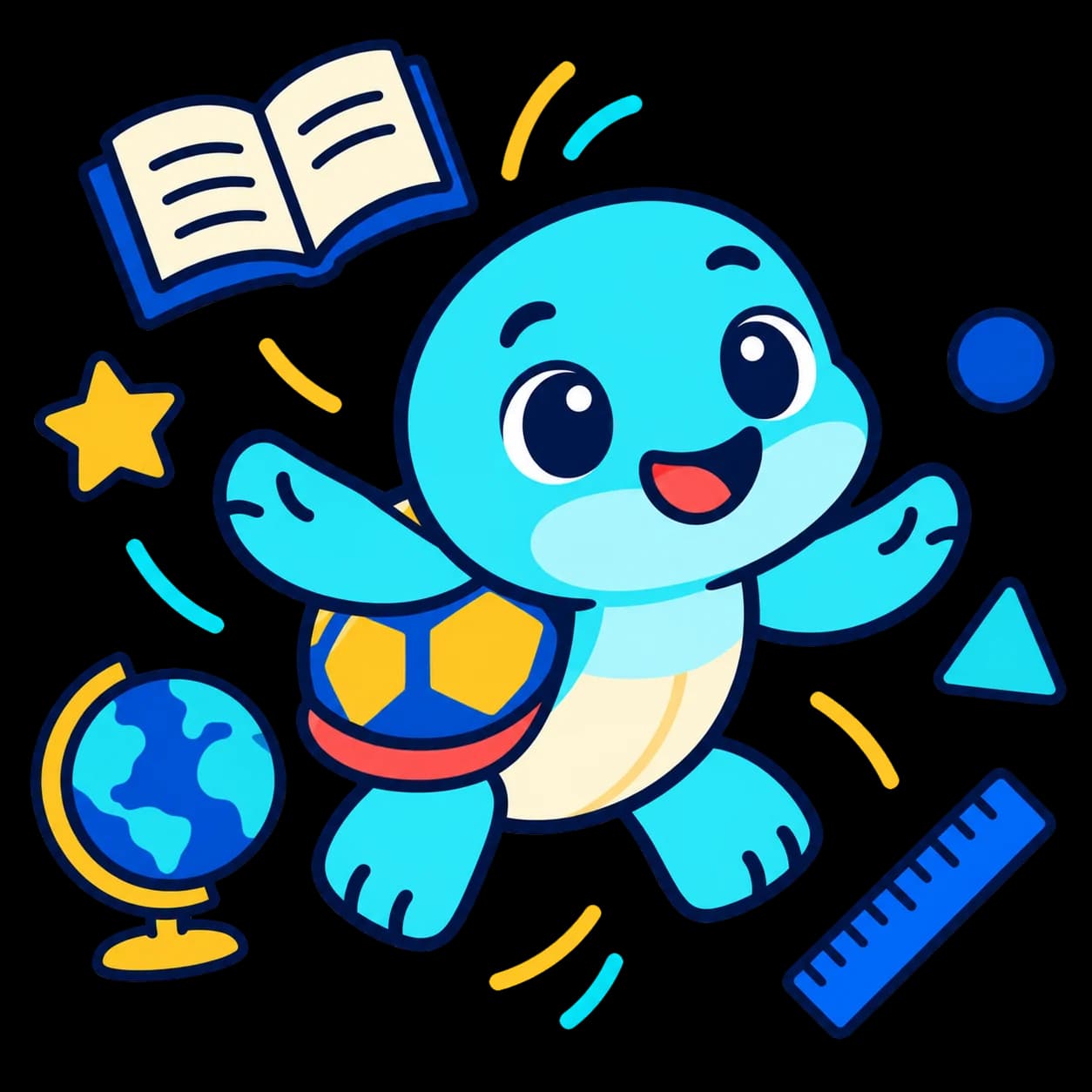 Tori rodeada de libros, lápices y figuras de estudio